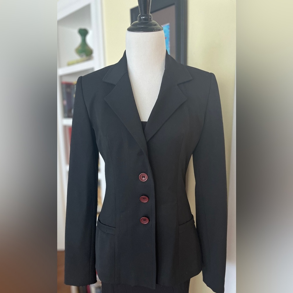 Vintage Retro Vertigo Black Blazer Jacket Fitted Elegant SZ S - Picture 1 of 6